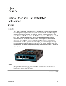 Prisma EtherLinX Unit Installation Instructions Overview Introduction