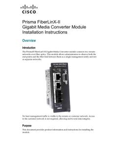 Prisma FiberLinX-II Gigabit Media Converter Module Installation Instructions Overview