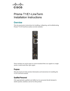 Prisma T1/E1-LineTerm Installation Instructions Overview