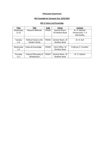 Philosophy Department  MA Timetable for Semester One  2015/2016