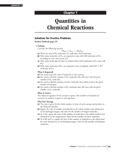Quantities in Chemical Reactions Chapter 7 Solutions for Practice Problems