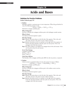 Acids and Bases Chapter 10 Solutions for Practice Problems