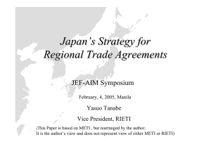 Japan ’ s Strategy for Regional Trade Agreements