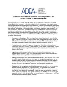 Guidelines for Predental Students Providing Patient Care During Clinical Experiences Abroad