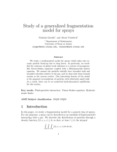 Study of a generalized fragmentation model for sprays Nicholas Leger