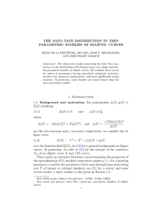 THE SATO–TATE DISTRIBUTION IN THIN PARAMETRIC FAMILIES OF ELLIPTIC CURVES
