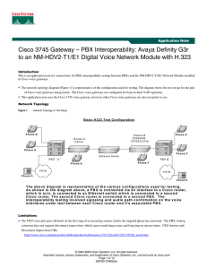 Cisco 3745 Gateway – PBX Interoperability: Avaya Definity G3r