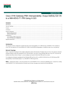 Cisco 3745 Gateway-PBX Interoperability: Avaya Definity G3r V6  Application Note