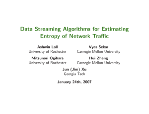 Data Streaming Algorithms for Estimating Entropy of Network Traffic