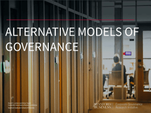 ALTERNATIVE MODELS OF GOVERNANCE