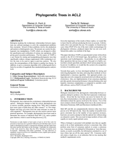 Phylogenetic Trees in ACL2 Warren A. Hunt Jr. Serita M. Nelesen