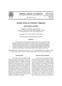 Isolobal Series of Chemical Fragments ORIENTAL JOURNAL OF CHEMISTRY ENOS MASHEIJA KIREMIRE