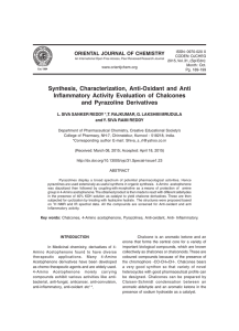 Synthesis, Characterization, Anti-Oxidant and Anti Inflammatory Activity Evaluation of Chalcones