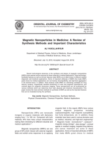 Magnetic Nanoparticles in Medicine: A Review of ORIENTAL JOURNAL OF CHEMISTRY