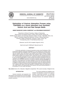 Optimizition of Uranium Adsorption Process using