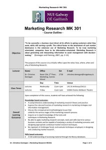 Marketing Research MK 301  - Course Outline -
