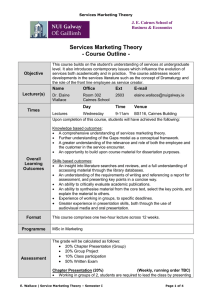 Services Marketing Theory - Course Outline -  J. E. Cairnes School of