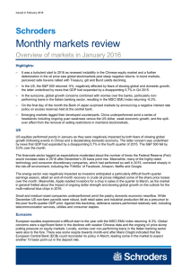 Monthly markets review Schroders Overview of markets in January 2016