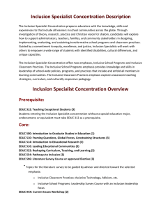 Inclusion Specialist Concentration Description