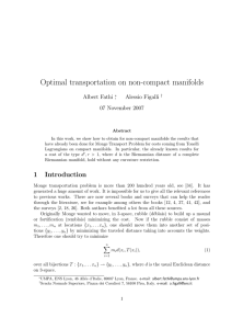 Optimal transportation on non-compact manifolds Albert Fathi , Alessio Figalli