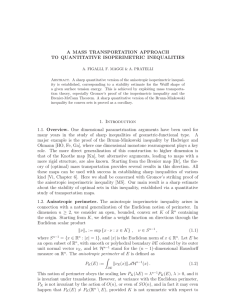 A MASS TRANSPORTATION APPROACH TO QUANTITATIVE ISOPERIMETRIC INEQUALITIES