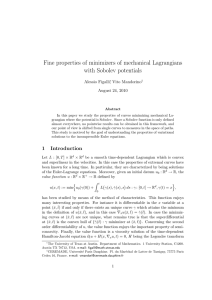 Fine properties of minimizers of mechanical Lagrangians with Sobolev potentials Alessio Figalli