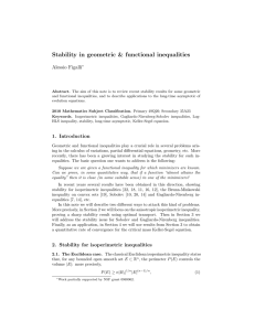 Stability in geometric &amp; functional inequalities Alessio Figalli