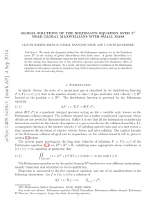 GLOBAL SOLUTIONS OF THE BOLTZMANN EQUATION OVER R