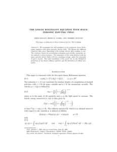 THE LINEAR BOLTZMANN EQUATION WITH SPACE PERIODIC ELECTRIC FIELD