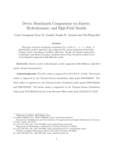 Device Benchmark Comparisons via Kinetic, Hydrodynamic, and High-Field Models Carlo Cercignani