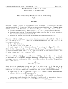 Preliminary Examination in Probability, Part I Page: 1 of 1