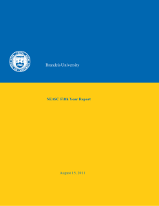 Brandeis University  NEASC Fifth Year Report August 15, 2011