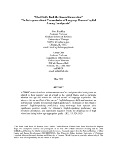 What Holds Back the Second Generation? Among Immigrants*