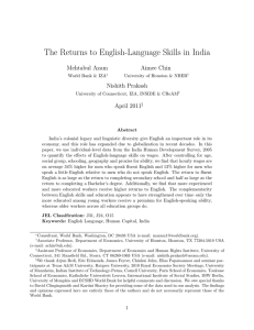 The Returns to English-Language Skills in India Mehtabul Azam Aimee Chin Nishith Prakash