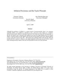 Inflation Persistence and the Taylor Principle