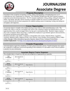 JOURNALISM Associate Degree Program Description