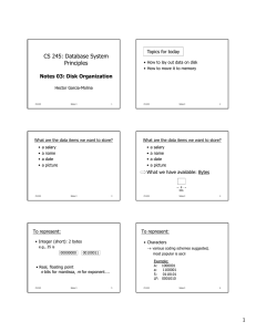 CS 245: Database System Principles Notes 03: Disk Organization Topics for today