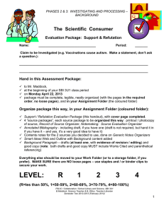 The  Scientific  Consumer Evaluation Package:  Support &amp; Refutation