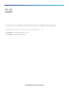 Cisco Unified Workforce Optimization  Quality Management Design Guide Release 11.0 First Published