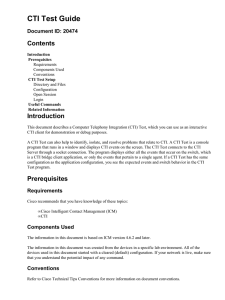 CTI Test Guide Contents Introduction Document ID: 20474