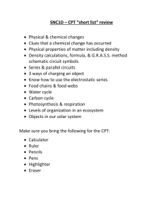 SNC1D – CPT “short list” review  Physical &amp; chemical changes