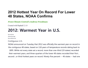 2012: Warmest Year in U.S. 48 States, NOAA Confirms