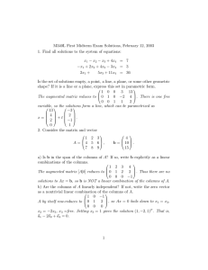 M340L First Midterm Exam Solutions, February 12, 2003