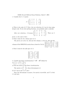 M340L Second Midterm Exam Solutions, March 7, 2003 × 1 2 0 1