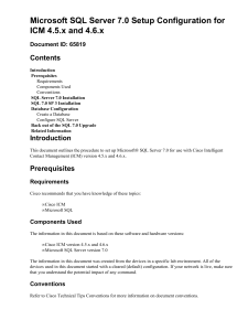 Microsoft SQL Server 7.0 Setup Configuration for ICM 4.5.x and 4.6.x Contents