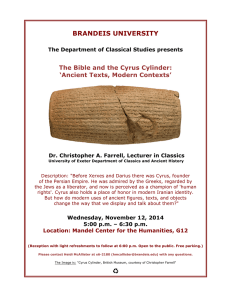 BRANDEIS UNIVERSITY  The Bible and the Cyrus Cylinder: ‘Ancient Texts, Modern Contexts’