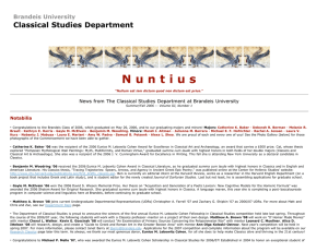 N u n t i u s Classical Studies Department Brandeis University