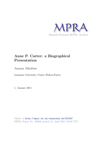 MPRA Anne P. Carter: a Biographical Presentation Munich Personal RePEc Archive