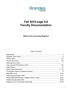 Fall 2010 sage 9.0 Faculty Documentation Office of the University Registrar