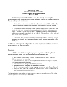 Confidential Draft University Curriculum Committee Recommendations on General Education